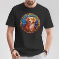 Novacotia Duck Tolling Retriever Toller Dog ステンドグラス Tシャツ 面白い贈り物