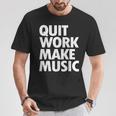 Quit Work Make Music 半袖 Tシャツ 面白い贈り物