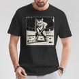 Retro Cat Playing Ice Hockey Stick Skating Sports T-Shirt Unique Gifts