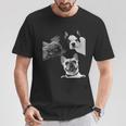 Sneaky フレンチブルドッグ ドッグ ドッグ フレンチ ポッキング ヘッド フェイス 長袖tシャツ Tシャツ 面白い贈り物