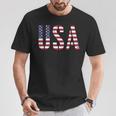 Usa アメリカの国旗の色のアメリカ 長袖tシャツ Tシャツ 面白い贈り物
