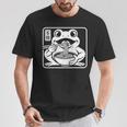おもしろい 不機嫌そうなカエル ラーメン かわいい 水墨画 日本語 長袖tシャツ Tシャツ 面白い贈り物