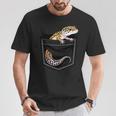 かわいいヒョウゲッコ トカゲ爬虫類 ヒョウ ヤモリのお父さん用 長袖tシャツ Tシャツ 面白い贈り物
