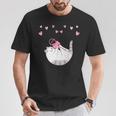 かわいい毛糸の猫はけん玉ハートを弾く Tシャツ 面白い贈り物