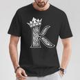 アルファベットtシャツ イニシャル文字 K & King Queen 王冠 Tシャツ 面白い贈り物