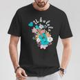 ウクレレギフト 70年代の花のウクレレ奏者 Tシャツ 面白い贈り物