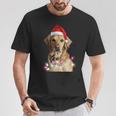 クリスマス ゴールデンレトリバー クリスマス ドッグツリー サンタハット リトリーバー 長袖tシャツ Tシャツ 面白い贈り物