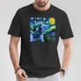 シュナウザー 面白いtシャツ 犬 ゴッホ 星月夜 かわいい メンズ 子供 おもしろ 服 グッズ ネタ Tシャツ 面白い贈り物