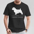 ノーフォークテリア犬の白いシルエット Tシャツ 面白い贈り物
