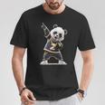 パンダ ホールドマイク 歌う ダンス 動物 グラフィック パンダ Tシャツ 面白い贈り物