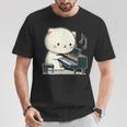 ピアノを弾くかわいい猫 ヴィンテージ かわいい猫 アート 日本アニメ Tシャツ 面白い贈り物