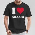 レッドハート I Love Arashi Tシャツ 面白い贈り物