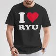 レッドハート I Love Ryu Tシャツ 面白い贈り物