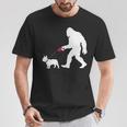 レトロ ビッグフット ウォーキング フレンチブルドッグ ファニー サスカッチ 長袖tシャツ Tシャツ 面白い贈り物