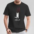 猫が助けを求めている、猫好きの方にオススメの面白いイラスト Tシャツ 面白い贈り物