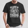 猫と釣り漁師 おもしろ釣り Tシャツ 面白い贈り物