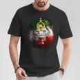 金色のライオンの頭が付いたイランの国旗。 Tシャツ 面白い贈り物