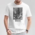 Albrecht Dürer Durer クリスチャンアート メランコリア ホワイト 長袖tシャツ Tシャツ 面白い贈り物
