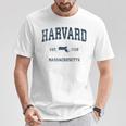 Harvard マサチューセッツ州 ヴィンテージ スポーツ デザイン ネイビー プリント Tシャツ 面白い贈り物
