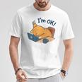 I'm Ok おかしな猫 在宅勤務 コーヒーミーム Tシャツ 面白い贈り物