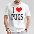 I Love Pugs I Heart Pugs Dog Lover Pet Puppy Dog Pug Tシャツ 面白い贈り物