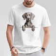 Weimaraner 面白い 覗き見ポケット 子犬 犬好き Tシャツ 面白い贈り物