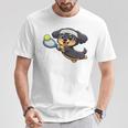かわいい犬のテニス漫画アート Tシャツ 面白い贈り物