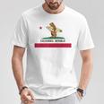カリフォルニアシャツ、共和国旗カリフォルニアサーフィンベア Tシャツ 面白い贈り物