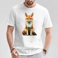 キツネ アニマル柄 グラフィック ポートレート イラスト 幾何学 キツネ Tシャツ 面白い贈り物