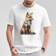キツネ アニマル柄 モチーフ 抽象 イラスト 描画 狐 Tシャツ 面白い贈り物