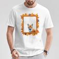 キツネ アニマル柄 モチーフ 紅葉 イラスト 自然 狐 Tシャツ 面白い贈り物