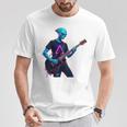 バックプリント ギタリスト エイリアン グラフィック ギター エイリアン ギタリスト Tシャツ 面白い贈り物