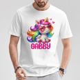 ギャビーユニコーン 名前入りデザイン Tシャツ 面白い贈り物