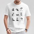 ボストンテリア ヨガ アサナ ポーズ 瞑想 おもしろtシャツ Tシャツ 面白い贈り物
