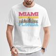 マイアミ フロリダ州 都市景観 お土産 モダン マイアミスカイライン Tシャツ 面白い贈り物