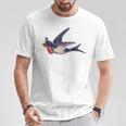 レトロ レディース ヴィンテージ メンズ ツバメ タトゥー デザイン Tシャツ 面白い贈り物