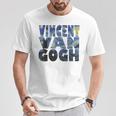 ヴィンセント・ヴァン・ゴッホ作「星月夜」 テキスト ミュージアムアート Tシャツ 面白い贈り物