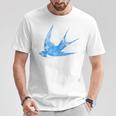 古びたツバメの青い鳥 シルエット 鳥 鳥 イラスト Tシャツ 面白い贈り物