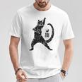 太極拳の練習をしている陽気な猫 陰陽 長袖tシャツ Tシャツ 面白い贈り物