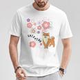 柴犬 梅の花 和柄 かわいいイラスト 犬好き お花見 Tシャツ 面白い贈り物