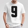 番号9 ナインスポーツジャージ 誕生日年齢 ラッキーナンバーブラック Tシャツ 面白い贈り物