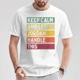 落ち着いて、ジョーダンにこの面白いレトロな引用を任せてください Tシャツ 面白い贈り物