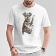 面白いtシャツ シュナウザー 犬 ギター イヌ メンズ 犬好き グッズ かわいい おもしろ 面白い 服 ネタ Tシャツ 面白い贈り物