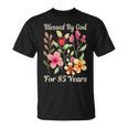 85歳 神様の祝福 かわいい庭の花 85歳の誕生日 長袖tシャツ Tシャツ