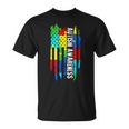 Autism Awareness Mom Dad Usa Flag T-Shirt