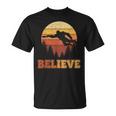 Bigfoot Believe Disc Golf Retro Sunset Vintage Flying Disc T-Shirt