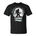 Caraway Arkansas Respect The Locals Bigfoot Sasquatch Moon T-Shirt
