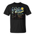 Cat Starry Night Van Gogh Cat For Cat Lover Cat Mom Cat Dad T-Shirt