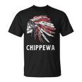 Chippewa ネイティブアメリカン アメリカ国旗 スカルヘッドレス 長袖tシャツ Tシャツ