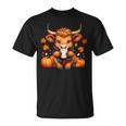 Cute Highland Cow Autumn Pumpkin Fall Coffee Pumpkin Spice T-Shirt